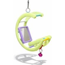 Papağanhane Aynalı Zilli G Salıncak Kuş Oyuncağı – Muhabbet Kuşu ve Küçük Papağanlar Için Açık Yeşil