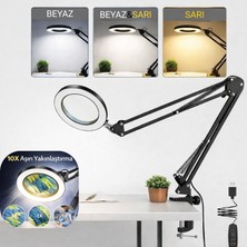 Multizone Hareketli Büyüteç Işıklı 10X Okuma Masa Lambası Katlanabilir LED USB Renkli Güzellik Bakım