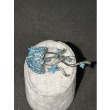 Vulwox Mavi Taşlı Denizanası Broş