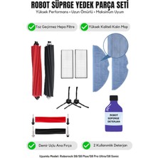 Roborock S8/s8 Plus/s8 Pro Ultra/s8 Sonic ile Uyumlu Yenileme Fırça Filtre Mop Deterjan Seti