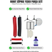 Roborock Q5/q5+/q5 Pro+/q8 Max/q8 Max+ ile Uyumlu Yenileme Siyah Fırça Filtre Mop Deterjan Seti