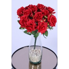 Yapay Çiçek Sitesi Tomurcuk Detaylı Yapay Gül Demeti Kırmızı 12 Dal