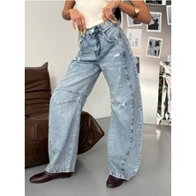 DENİKK Trend Özel Tasasarım Lazerli Baggy Denim Jean Pantlon
