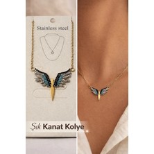 Stainless Steel Taşlı Melek Kanadı Kolye