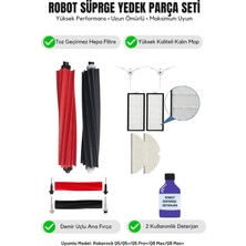 Roborock Q5/q5+/q5 Pro+/q8 Max/q8 Max+ ile Uyumlu Yenileme Beyaz Fırça Filtre Mop Deterjan Seti