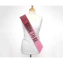 Erdo Ticaret Pembe Üzeri Siyah Büyük Bride To Be Yazılı Simli Işıltılı Kuşak Kemer 10 cm Genişlik