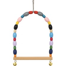 Papağanhane Renkli Boncuklu Ahşap Kuş Salıncağı – Papağan ve Muhabbet Kuşu Için Zilli Kafes Oyuncağı