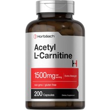 Horbaach Acetyl L-Carnitne  1500 Mg 200 Capsules / Non Gmo / Gluten Free