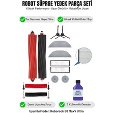 Roborock S8 Maxv Ultra ile Uyumlu Yenileme Siyah Fırça Filtre Mop Deterjan Seti