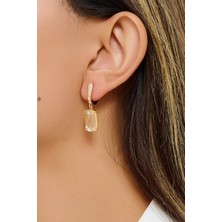 Fayra Accessories Zirkon Taş Işlemeli Baget Kristal Küpe 18 K Altın Kaplama