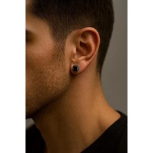 Jaida Moda Unisex Siyah Kare Zirkon Taşlı Deliksiz Mıknatıslı Manyetik Çelik Küpe - 1 Adet