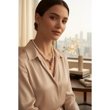 Fayra Accessories Zirkon Taşlı Tek Sıra Inci Kolye