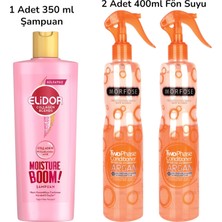 Morfose Argan Yağlı Fön Suyu Turuncu 400 ml 2 Adet + Elidor Şampuan Moisture Boom Yoğun Nem Terapisi 350 ml