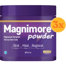 Magnimore Powder Magnezyum Karamel Aromalı Sitrat Malat Bisglisinat 60 Servis - 3 Adet (180 Servis)