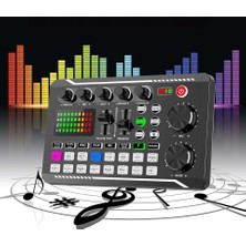 Kenly F998 Bluetooth Şarjlı Ses Mikseri  Dj Canlı Yayın Ses Kartı  Kondenser Mikrofon Uyumlu