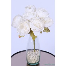 Yapay Çiçek Sitesi Dolgun Görünümlü Yapay Şakayık Çiçek Demeti Beyaz 7 Dal