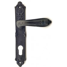 Aesco Eco Lounge Antika Tarz Dekoratif Pirinç Çiçekli Oda Kapı Kolu - 240X40 Mm, Oksit