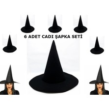 K-Yonlineticaret Siyah Cadı Şapkası Keçe Yetişkin Boy 6 Adet