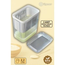 Ülgenev 2 Adet Peynir Altı Suyu Ayırıcı Evde Süzme Yoğurt Yapımı Için Çelik Süzgeçli Kap & Filtre