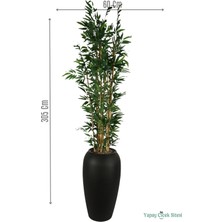 Yapay Çiçek Sitesi Siyah Fiber Saksıda Yapay Bambu Ağacı 305 cm