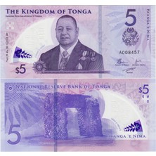 Banknoting Tonga 5 Paanga 2023 Polymer Çil.