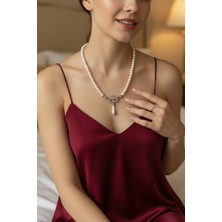 Fayra Accessories Elmas Montür Zirkon Taşlı Tek Sıra Inci Kolye