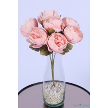 Yapay Çiçek Sitesi Dolgun Görünümlü Yapay Şakayık Çiçek Demeti Pudra 7 Dal