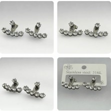 Stainless Steel 316L Paslanmaz Çelik Sıra Taşlı Tırmanan Küpe
