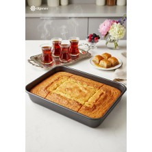 1 Adet 37 cm Teflon Derin Fırın Tepsisi -Yapışmaz, Dayanıklı, Kolay Temizlenen Isıya Dayanıklı Tepsi