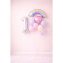 Kız Çocuk Gökkuşağı Pastel Doğum Günü Yaş Seçenekli Mini Balon Seti