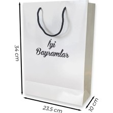 ABB Matbaa 10 Adet Beyaz İyi Bayramlar Karton İpli Çanta (23.5X34X10)