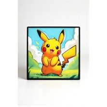 Saes Labs Pokemon Pikachu Dekoratif 3D Mini Tablo 9x9 cm | Magnetli & Bantlı