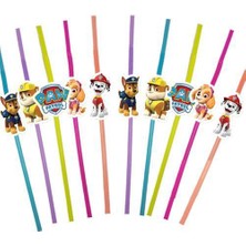 Dodomar Pipet lisanlı Paw Patrol Temalı 10 lu Artistik Körüklü Pipet Doğum Günü Masa Dekarasyonu