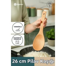 1 Adet 26 cm Eğri Bambu Pilav Kaşığı – Doğal, Dayanıklı, Çizme Yapmaz, Ergonomik Tasarım