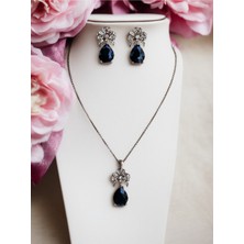 Fayra Accessories Zirkon Taşlı Fiyonk Küpe ve Kolye Seti