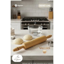 Ülgenev 47 cm Vernikli Ahşap 360 Derece Döner Merdane Pürüzsüz Hamur Açma Merdanesi Büyük Boy