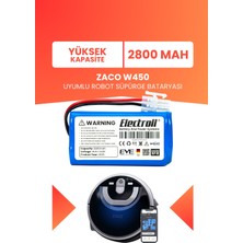 Electroll Zaco W450 Uyumlu Batarya (Yüksek Kapasite) 2800MAH Pil Robot Süpürge Bataryası