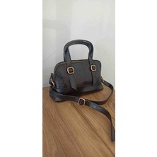 Matruşka Deri Sanat Tasarım Rugan El ve Kol Çantası (Siyah)