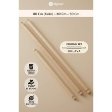 Ülgenev Premium 3'lü Lüks Oklava ve Hamur Açma Seti - 80CM (29MM/17MM) + 50CM (17MM) Hamur Şekillendirici
