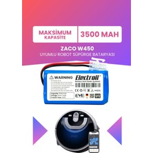 Electroll Zaco W450 Uyumlu Batarya (Maksimum Kapasite) 3500MAH Pil Robot Süpürge Bataryası