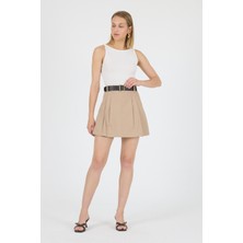 Pileli Kemer Takılabilir Şort Etek