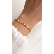 Luminary Atelier Kadın Gold Renk Paslanmaz Çelik Taşlı Zincir Bileklik – Zarif Bar Detaylı