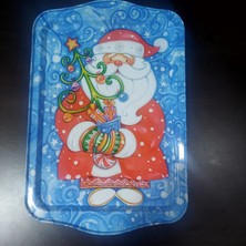 Es Dekor Yeni Yıl Büyük Metal Tepsi 33X22CM Merry Christmas Noel