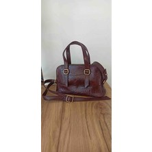 Matruşka Deri Sanat Tasarım Rugan El ve Kol Çantası (Bordo)