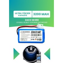 Electroll Zaco W450 Uyumlu Batarya (Ultra Yüksek Kapasite) 3200MAH Pil Robot Süpürge Bataryası