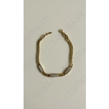 Luminary Atelier Xuping Gold Renk Paslanmaz Çelik Taşlı Plaka Zincir Bileklik – Modern Premium Model