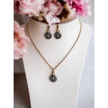 Fayra Accessories Zirkon Taşlı Gül Miracle Kolye ve Küpe Seti