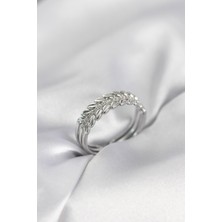 Ett Gümüş Renk Başak Model Zirkon Taşlı Kadın Yüzük