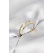 Ett Gold Renk Yılan Kuyruk Model Zirkon Taşlı Kadın Yüzük