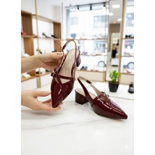 Nude Çift Bantlı Toka Detaylı Kahverugan Kadın Topuklu Ayakkabı